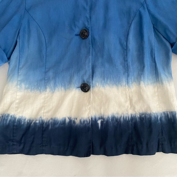 Lafayette 148 New York Short Sleeve Shirt Jacket Size 14 100% Linen Tie Dye - Picture 6 of 13
